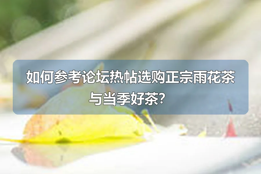 如何参考论坛热帖选购正宗雨花茶与当季好茶？
